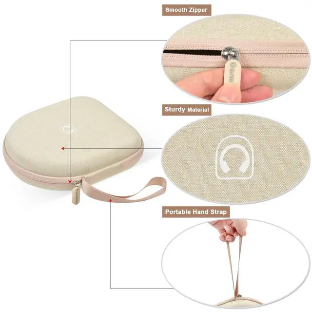 Alt view image 4 of 7 - Hard Shell Headphone Case for Sony WH-CH520 and WH-1000XM4 | Cationic Oxford Cloth, Mesh Pocket, for JBL Tune 720BT/510BT, Travel Storage for Gym and Office, Case Only, Beige