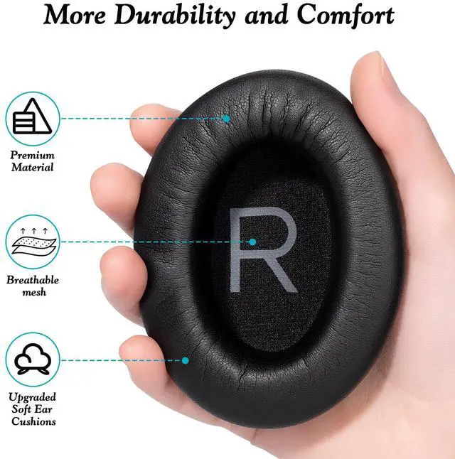 Alt view image 3 of 7 - Ear Pads Replacement for Bose QC45 Headphones - Earpads for Bose QuietComfort 45/QuietComfort SE (QC SE)/New Quiet Comfort Wireless Over-Ear Headphones, Black