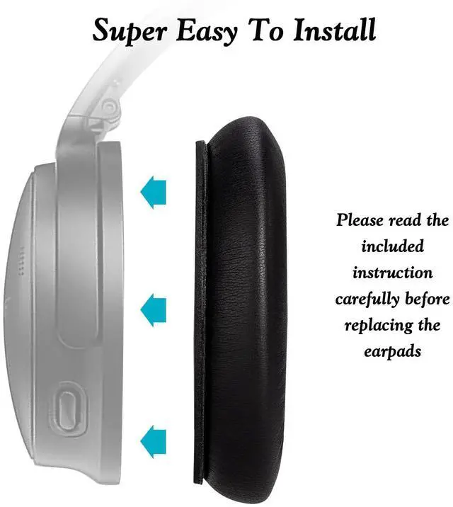 Alt view image 4 of 7 - Ear Pads Replacement for Bose QC45 Headphones - Earpads for Bose QuietComfort 45/QuietComfort SE (QC SE)/New Quiet Comfort Wireless Over-Ear Headphones, Black