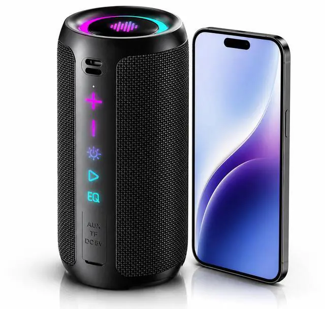 Alt view image 2 of 7 - Portable Bluetooth Speaker, Powerful Sound Wireless Speaker: Boost Bass, Bluetooth 5.4, 24H Playtime, 8 RGB Modes, IPX7 Waterproof, TWS Pairing, Beach/Vacation Essentials, Gift IdeasBlack