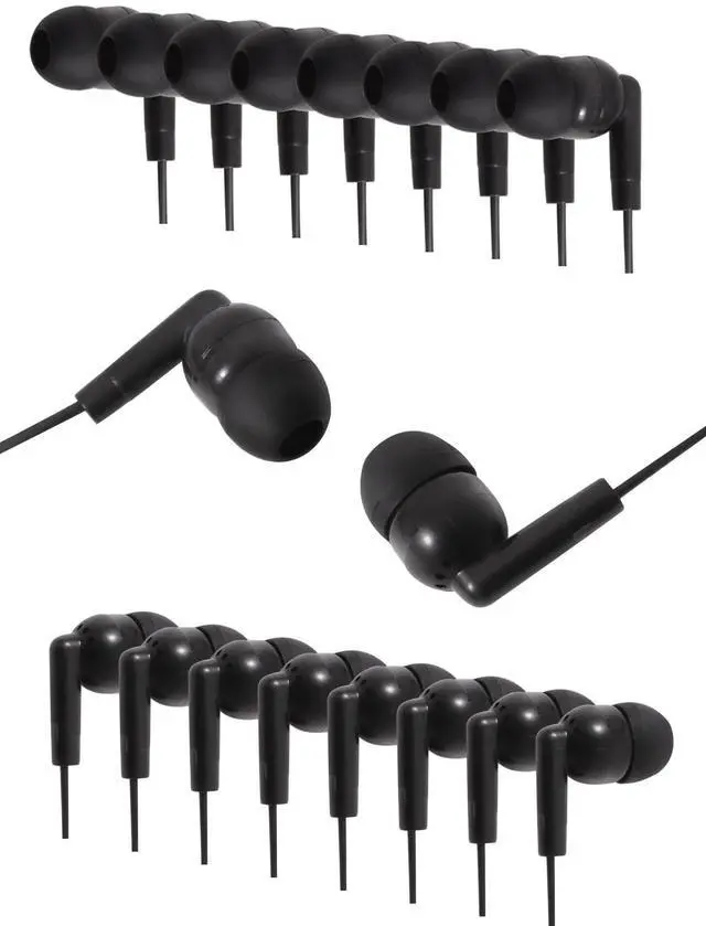 Main image of 100 Pack Earbuds Bulk for School Classroom Headphones Wired in Ear Student Earphones Class Set Individually Packed Black 3.5mm