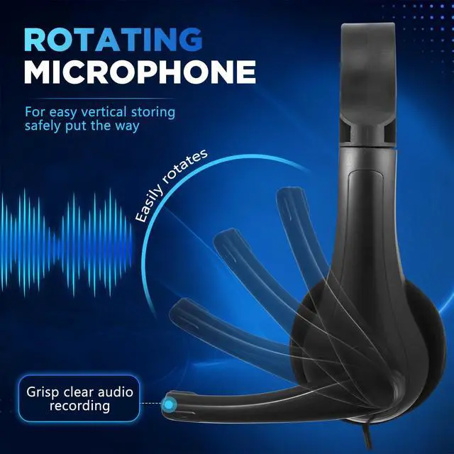 Alt view image 2 of 7 - 10 Pack Bulk Classroom Headphones with Microphone Students Wired School Class Set Headphones for School Library Computer Office Adults 3.5 Jack Universal Plug (Black)