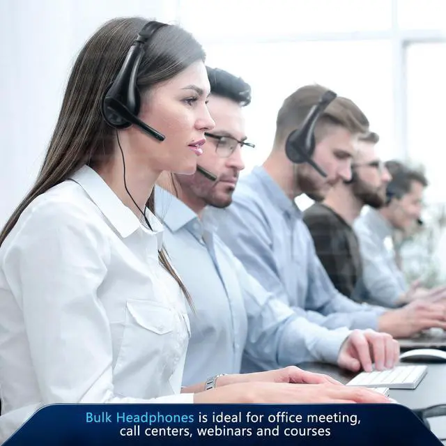 Alt view image 7 of 7 - 10 Pack Bulk Classroom Headphones with Microphone Students Wired School Class Set Headphones for School Library Computer Office Adults 3.5 Jack Universal Plug (Black)