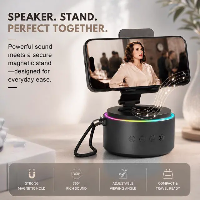 Alt view image 3 of 7 - Men Dad Gifts for Christmas Day, Bluetooth Speaker with Phone Stand, Anniversary for Men - Birthday Gifts for Him Husband Boyfriend, Wireless Speaker Phone Holder for Home Office Use