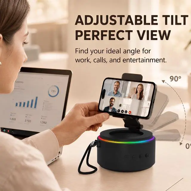Alt view image 6 of 7 - Men Dad Gifts for Christmas Day, Bluetooth Speaker with Phone Stand, Anniversary for Men - Birthday Gifts for Him Husband Boyfriend, Wireless Speaker Phone Holder for Home Office Use