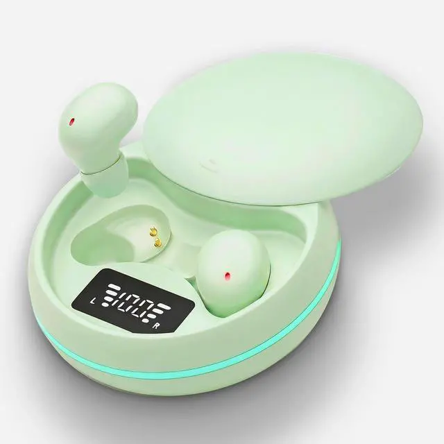 Main image of Sleep Earbuds, Bluetooth 5.4 in-Ear Headphones, Peppermint Green | Asymmetric chamber for side sleepers, LED power display, built-in mic, portable charging case