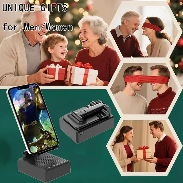 Alt view image 6 of 7 - Gifts for Dad Mom Boyfriend,Cell Phone Stand with Wireless Bluetooth Speaker,HD Surround Sound Bluetooth Speaker for Home Kitchen and Outdoors Compatible with Mobile Phone, Gifts for Men Women(Black)