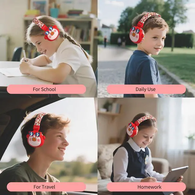 Alt view image 4 of 7 - Beerus Kids Bluetooth Headphones, 85dB Volume Limiter, Bluetooth 5.4 & 20H Playtime, Ultra-Soft Foldable Over-Ear Headset with Mic, FM/TF Mode, Cute Animal Design for School Travel