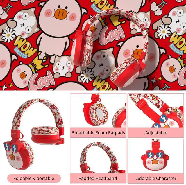 Alt view image 5 of 7 - Beerus Kids Bluetooth Headphones, 85dB Volume Limiter, Bluetooth 5.4 & 20H Playtime, Ultra-Soft Foldable Over-Ear Headset with Mic, FM/TF Mode, Cute Animal Design for School Travel