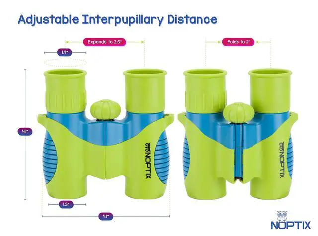 Alt view image 4 of 7 - Binoculars for Kids, Girls or Boys Real Kids Binoculars in Vibrant Green Blue - Includes Sticker Book with 40 Bird Species - Small Toys for Toddlers