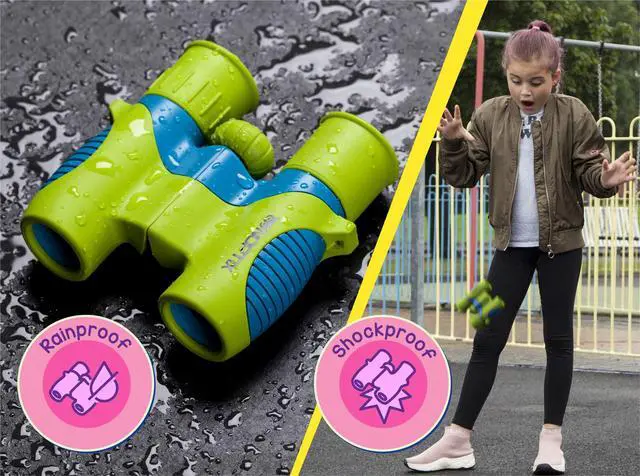 Alt view image 5 of 7 - Binoculars for Kids, Girls or Boys Real Kids Binoculars in Vibrant Green Blue - Includes Sticker Book with 40 Bird Species - Small Toys for Toddlers
