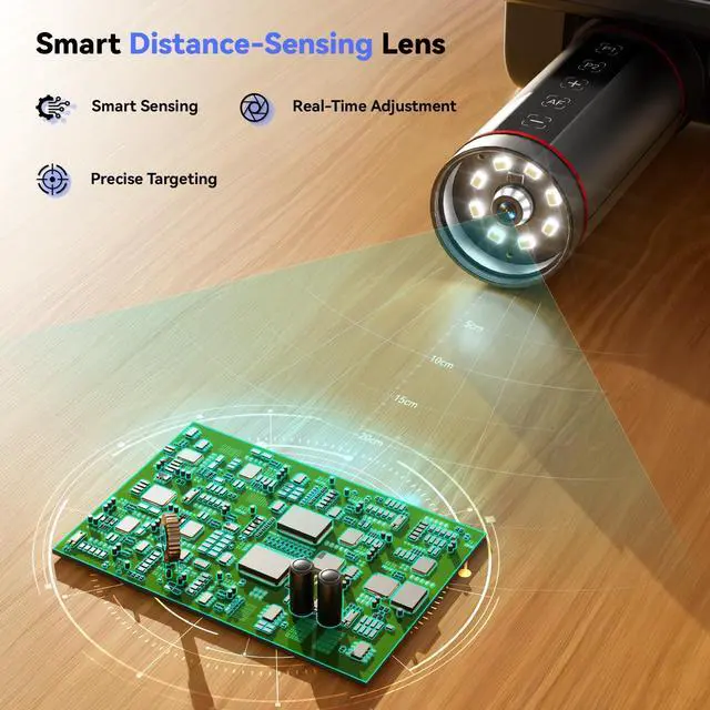 Alt view image 3 of 7 - Autofocus 4K Digital Microscope: 8" TM4K-AF Flex Arm HDMI Micro Soldering Microscopes for Adults, Side Lights Coin Microscope, 52MP LCD Microscopes with Screen, Electronics Repair Mat,16GB