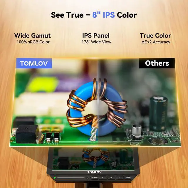 Alt view image 5 of 7 - Autofocus 4K Digital Microscope: 8" TM4K-AF Flex Arm HDMI Micro Soldering Microscopes for Adults, Side Lights Coin Microscope, 52MP LCD Microscopes with Screen, Electronics Repair Mat,16GB