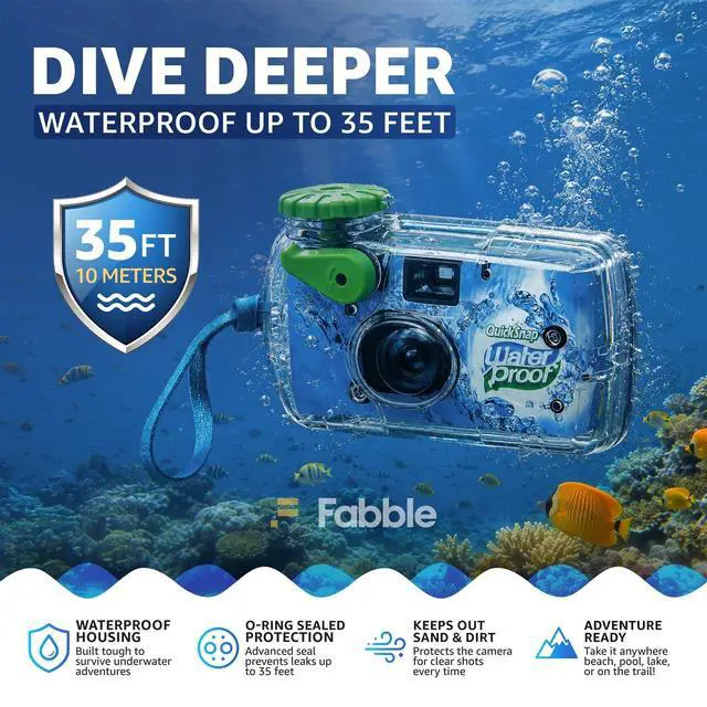 Alt view image 7 of 7 - Quick Snap Waterproof 35mm Single Use Camera | Floating Foam Strap (Yellow) (1 Pack)