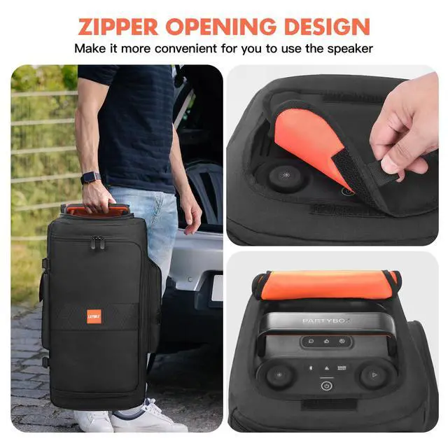 Alt view image 4 of 7 - Speaker Case Compatible with JBL PartyBox 120/110,Bottomless Cover | Portable Speaker Dust Cover Storage Bag Fits for JBL Party Box 120/110 for Outdoor Travel,Cover Only(No Wheels and Pull Rod)