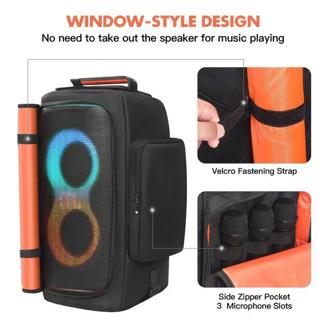 Alt view image 5 of 7 - Speaker Case Compatible with JBL PartyBox 120/110,Bottomless Cover | Portable Speaker Dust Cover Storage Bag Fits for JBL Party Box 120/110 for Outdoor Travel,Cover Only(No Wheels and Pull Rod)