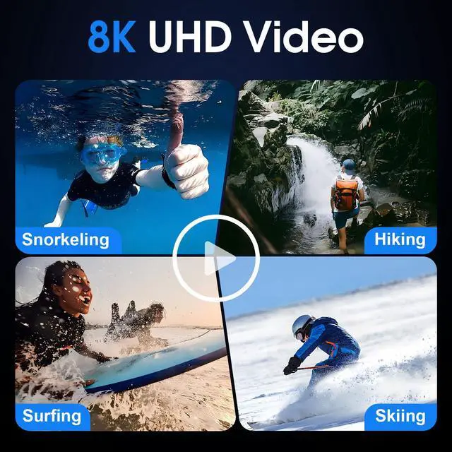 Alt view image 2 of 7 - 8K Underwater Camera WiFi 90MP 50FT Waterproof 32GB Card Dual-Screen Touch | Suitable for Snorkeling and Diving, Rugged Shockproof Dustproof, AF Selfie, 18X Zoom, Floatable, 1800mAh Battery, Type-C