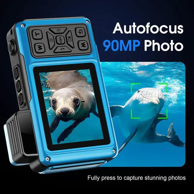 Alt view image 3 of 7 - 8K Underwater Camera WiFi 90MP 50FT Waterproof 32GB Card Dual-Screen Touch | Suitable for Snorkeling and Diving, Rugged Shockproof Dustproof, AF Selfie, 18X Zoom, Floatable, 1800mAh Battery, Type-C
