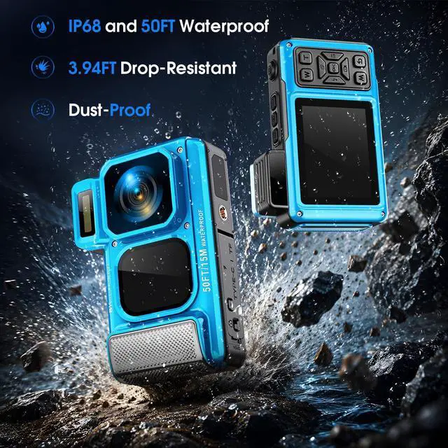 Alt view image 4 of 7 - 8K Underwater Camera WiFi 90MP 50FT Waterproof 32GB Card Dual-Screen Touch | Suitable for Snorkeling and Diving, Rugged Shockproof Dustproof, AF Selfie, 18X Zoom, Floatable, 1800mAh Battery, Type-C