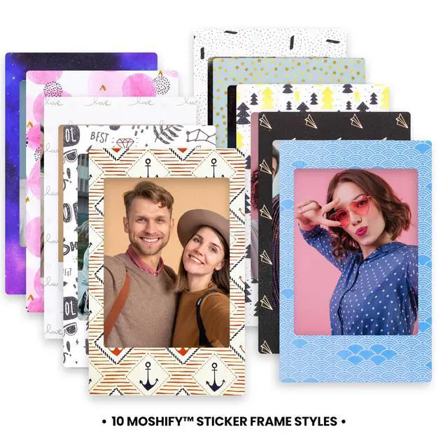 Alt view image 3 of 7 - Instax Mini Film Twin Pack Bundled with 20 Moshify Colorful Frames | Refill your Instax Mini camera: twin pack with 20 sheets of film, 20 Moshify sticker frames to decorate every photo