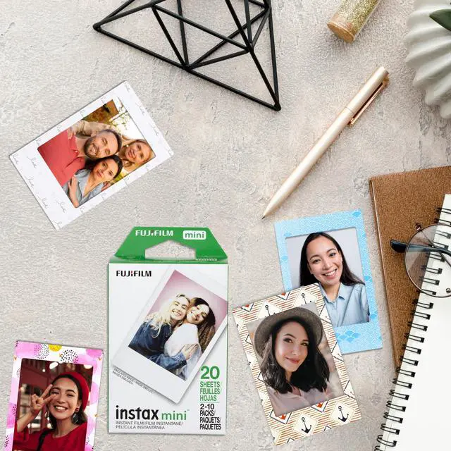 Alt view image 6 of 7 - Instax Mini Film Twin Pack Bundled with 20 Moshify Colorful Frames | Refill your Instax Mini camera: twin pack with 20 sheets of film, 20 Moshify sticker frames to decorate every photo