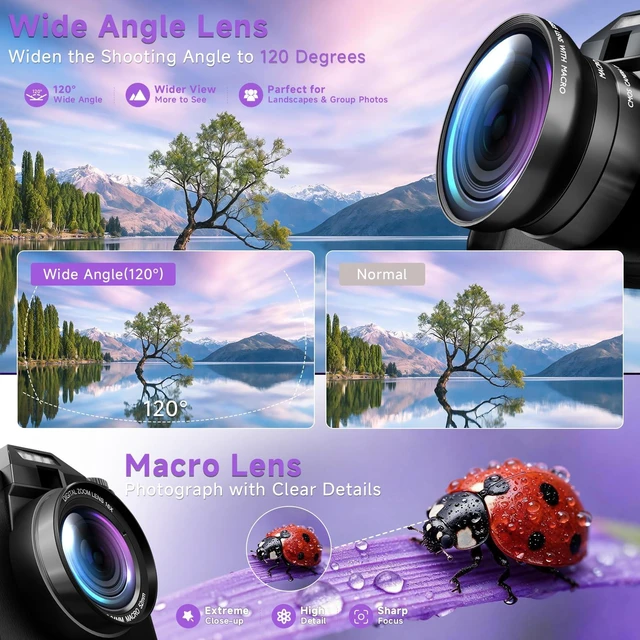 Alt view image 4 of 7 - 6K Digital Camera for Photography Autofocus, 2026 Upgraded 64MP WiFi Vlogging Camera for YouTube with 3" 180° Flip Screen 16X Zoom, 64GB SD Card & 2 Batteries Compact Travel Camera for Beginners Teens