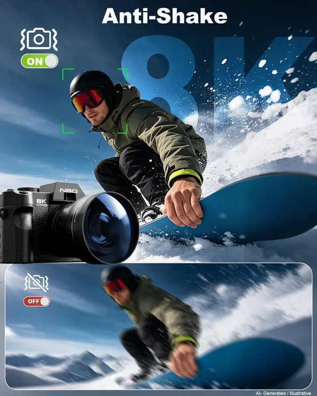 Alt view image 7 of 7 - True 8K 64MP Digital Camera for Photography with Microphone(Black) | Autofocus & Anti-Shake,16X Zoom,WiFi,Wide-Angle Macro Lens,32GB TF Card,Vlogging Camera for YouTube & Travel