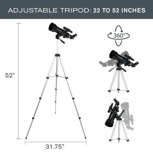 Alt view image 3 of 7 - Travel Scope 70mm Beginner Portable Telescope with Backpack | 70mm Refractor Telescope Kit, Bright Lunar & Planetary Views, Day & Night Use, Backpack Included, Quick No-Tool Setup
