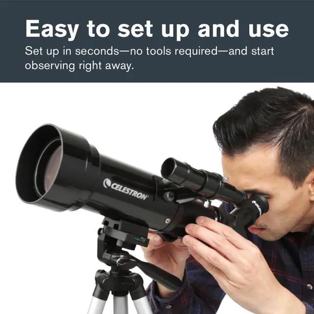 Alt view image 2 of 7 - Travel Scope 70mm Beginner Portable Telescope with Backpack | 70mm Refractor Telescope Kit, Bright Lunar & Planetary Views, Day & Night Use, Backpack Included, Quick No-Tool Setup
