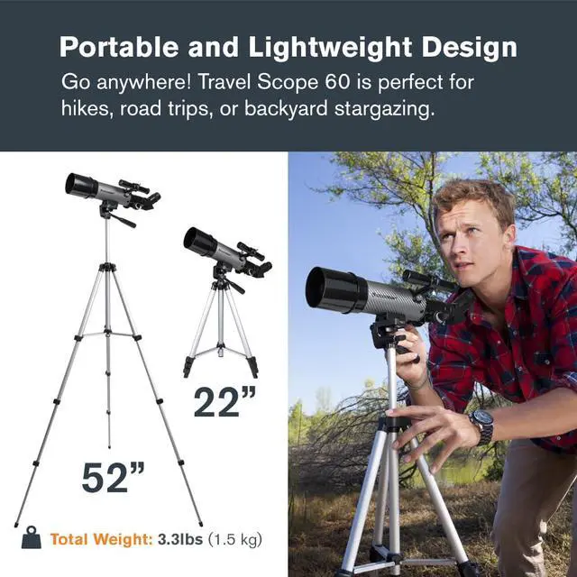 Alt view image 6 of 7 - Travel Scope 70mm Beginner Portable Telescope with Backpack | 70mm Refractor Telescope Kit, Bright Lunar & Planetary Views, Day & Night Use, Backpack Included, Quick No-Tool Setup