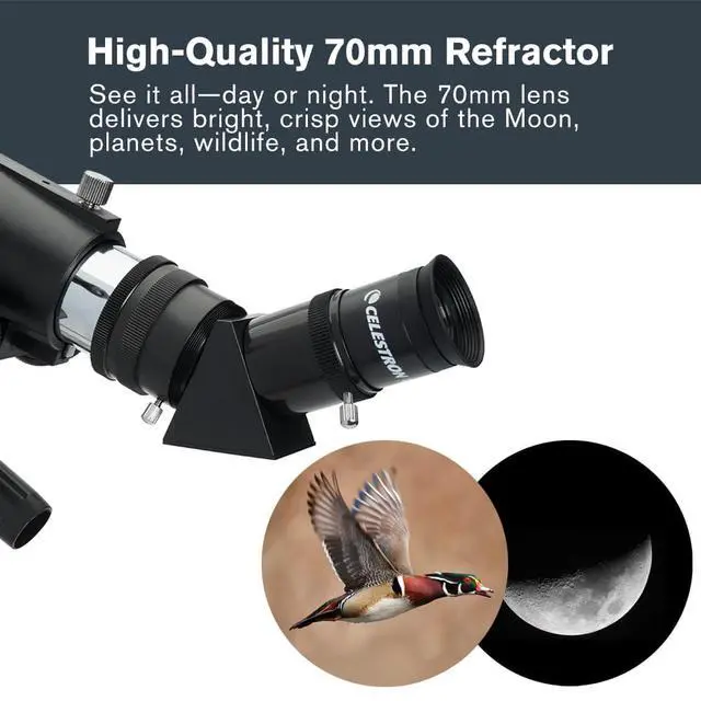 Alt view image 7 of 7 - Travel Scope 70mm Beginner Portable Telescope with Backpack | 70mm Refractor Telescope Kit, Bright Lunar & Planetary Views, Day & Night Use, Backpack Included, Quick No-Tool Setup
