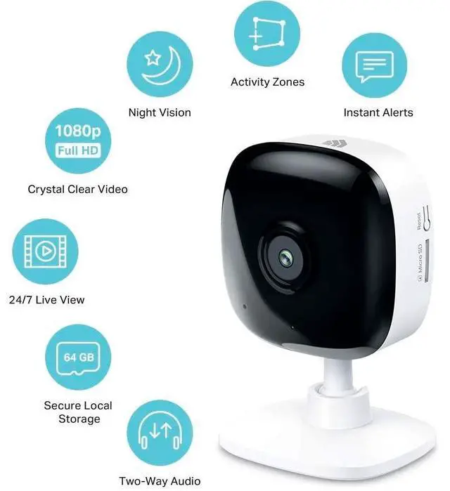 Alt view image 2 of 5 - Kasa 1080p Indoor Wired Security Camera, Baby & Pet Monitor, EC60 | Motion Detection & Tracking, 2-Way Audio, Night Vision, Subscription-Free Local Storage or Optional Cloud
