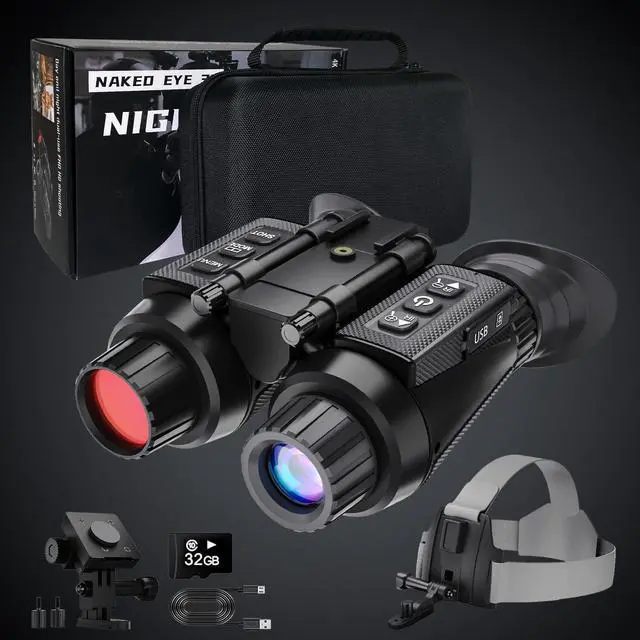 Alt view image 4 of 7 - 4K Head-Mounted Night Vision Goggles & Binoculars Infrared NVG with 4 Color Vision, Manual Focus & 8X Digital Zoom for Hunting, Camping, and Outdoor Surveillance