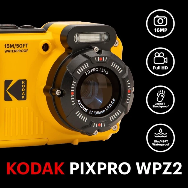 Alt view image 3 of 7 - PIXPRO WPZ2 16MP Waterproof Digital Camera, 15m, 4X Zoom, Yellow 1080p Full HD video, Wi-Fi sharing, 27mm wide angle lens, 2.7 inch LCD, shockproof to 2m