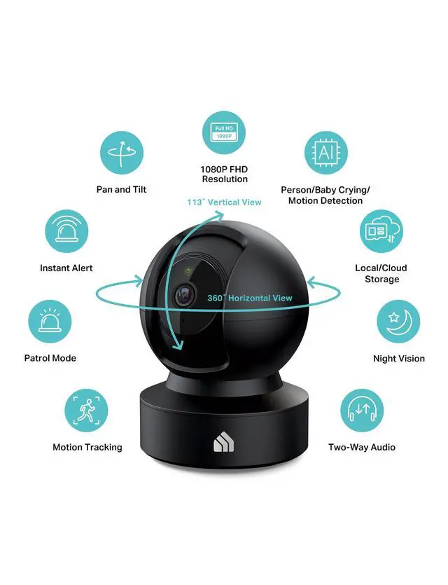 Alt view image 2 of 6 - Kasa 1080p Indoor Pan/Tilt Wired Security Camera, Baby & Pet Monitor, EC71 | Motion Detection & Tracking, 2-Way Audio, Night Vision, Subscription-Free Local Storage or Optional Cloud