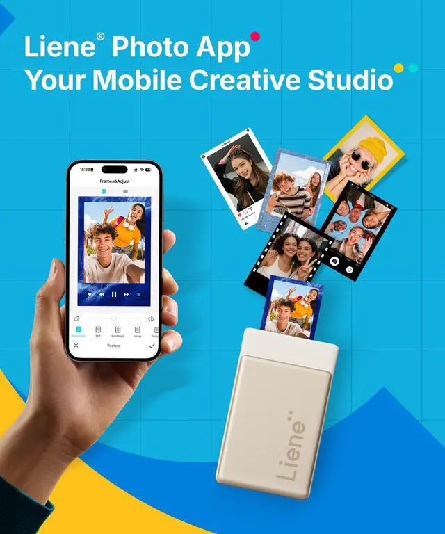 Alt view image 3 of 7 - Pearl N200 Pro Portable AI Photo Printer, Instant Mini Picture Printer for iPhone Smartphone, Thermal Dye Sublimation, Bluetooth Sticker Maker 50 Sheets 2x3 Adhesive Paper & 5 Cartridges, Gold