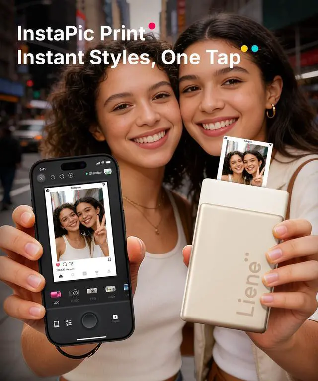 Alt view image 5 of 7 - Pearl N200 Pro Portable AI Photo Printer, Instant Mini Picture Printer for iPhone Smartphone, Thermal Dye Sublimation, Bluetooth Sticker Maker 50 Sheets 2x3 Adhesive Paper & 5 Cartridges, Gold