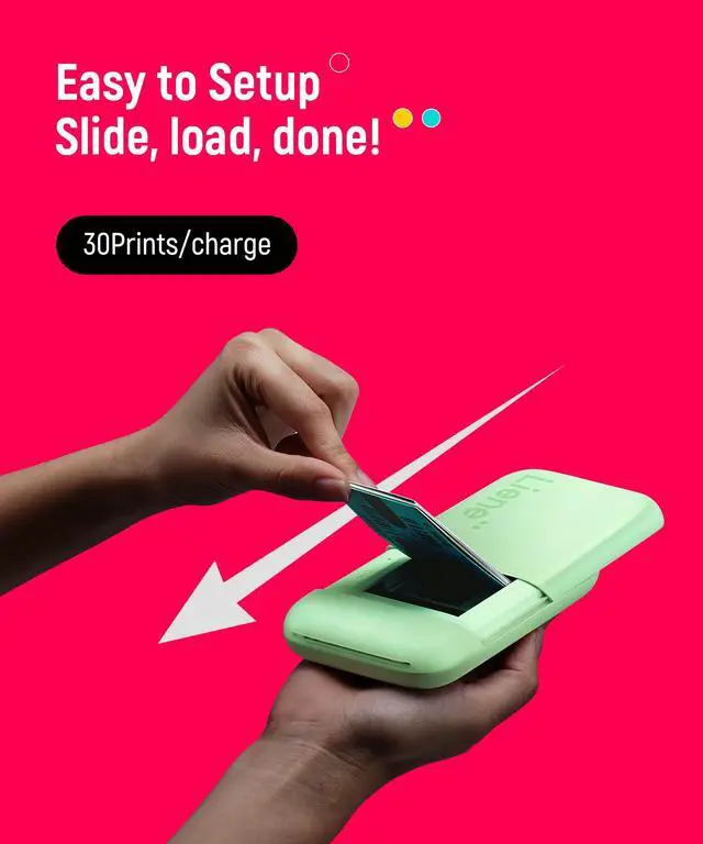 Alt view image 4 of 7 - Pearl K100 Photo Printer, 2x3 Mini Portable Instant Phone Printer 50 Zink Adhesive Paper, Bluetooth 5.2 Compatible w/iOS & Android, Small Color Picture Printer for iPhone Smartphone Green