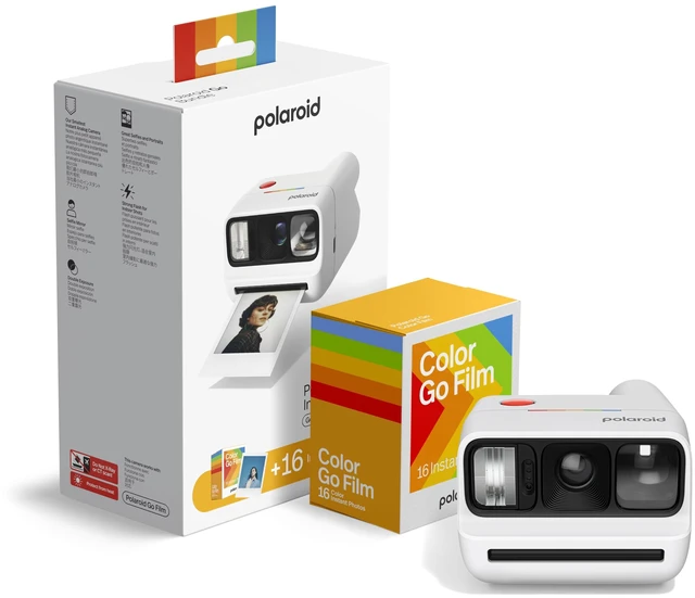 Main image of Go Generation 3 Bundle - Mini Instant Film Camera + 16 Color Photos - White (6660) - Only Compatible with Go Film