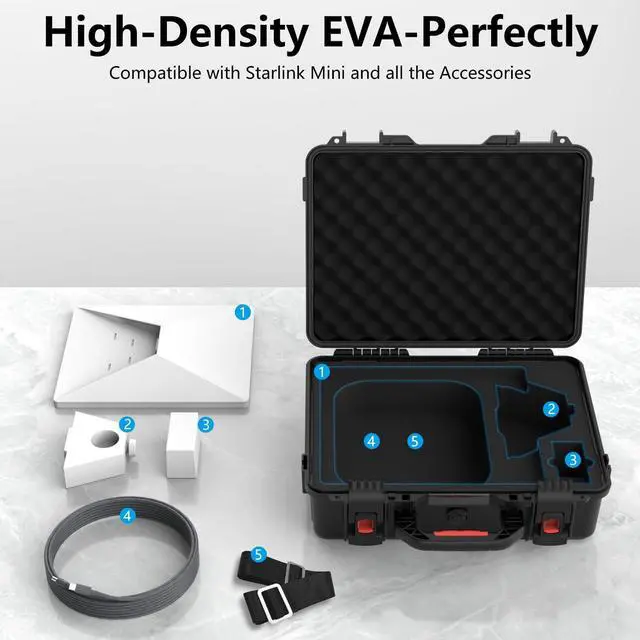 Alt view image 3 of 7 - Starlink Mini Case, Waterproof Hard case Fits Star Link Mini Dish, Portable Shoulder Dual Carry Options with Precision Cut Foam For Starlink Accessories,Ideal for Travel and Camping