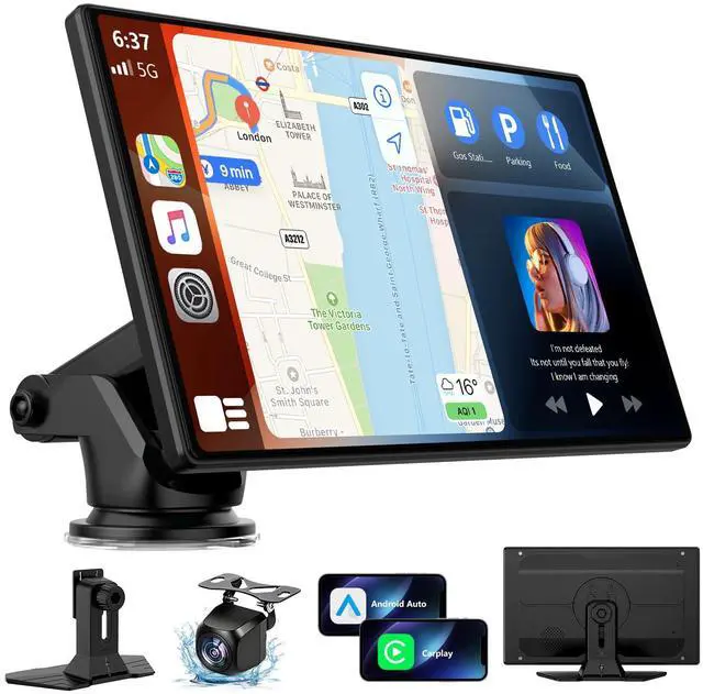 Main image of 9" Carplay Screen for Car, Portable Wireless Car Play Screen for Apple CarPlay & Android Auto, OTA Updates, Backup Camera, Mirror Link, Voice Control, GPS Navigation, Bluetooth 5.0, FM/AUX