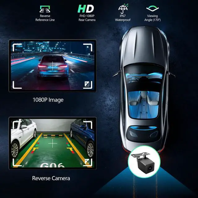 Alt view image 5 of 7 - 9" Carplay Screen for Car, Portable Wireless Car Play Screen for Apple CarPlay & Android Auto, OTA Updates, Backup Camera, Mirror Link, Voice Control, GPS Navigation, Bluetooth 5.0, FM/AUX