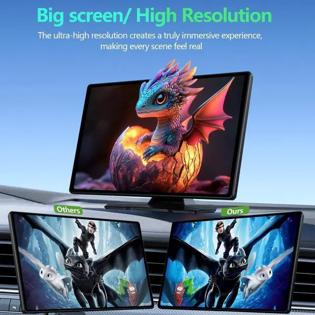 Alt view image 6 of 7 - 9" Carplay Screen for Car, Portable Wireless Car Play Screen for Apple CarPlay & Android Auto, OTA Updates, Backup Camera, Mirror Link, Voice Control, GPS Navigation, Bluetooth 5.0, FM/AUX