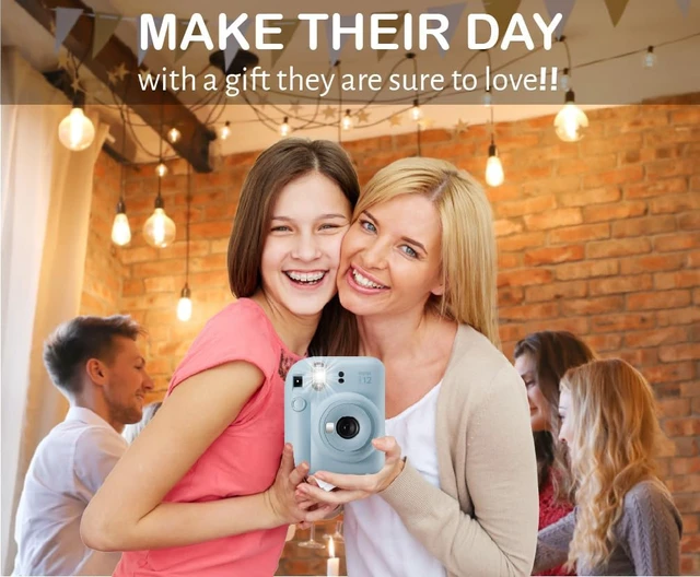 Alt view image 7 of 7 - Instax Mini 12 Instant Film Camera Pastel Blue, Instax Mini Twin Pack Instant Film 20 Prints, Prtotective Case, Gift Bundle