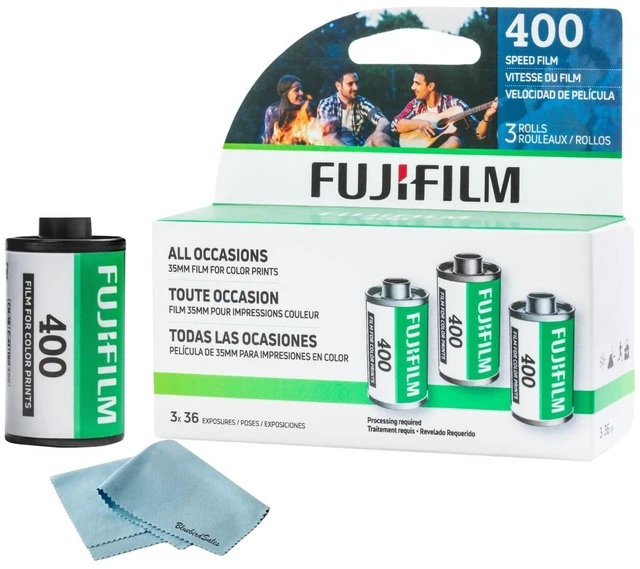 Main image of 400 Color Negative Film (35mm Roll Film, 36 Exposures, 3-Rolls) + BluebirdSales Microfiber Cleaning Cloth