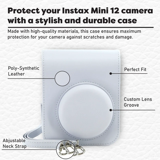 Alt view image 4 of 7 - Instax Mini 12 Instant Camera Bundle with Instax Mini Instant Film Value Pack (60 Sheets) with Accessories Including Protective Case, Strap, Photo Album (Clay White)