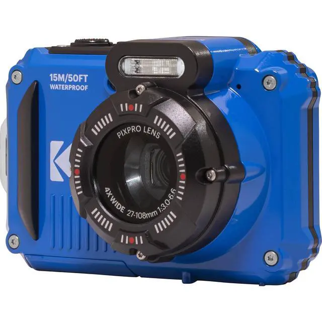 Alt view image 4 of 7 - Kodak PIXPRO WPZ2 Rugged Waterproof Shockproof Digital Camera 16MP 4X Optical Zoom 1080P Full HD Video, 2.7 LCD (Blue), 32GB SD Card, Black Compact Camera Case, Floating Strap, Bundle (7 Items)