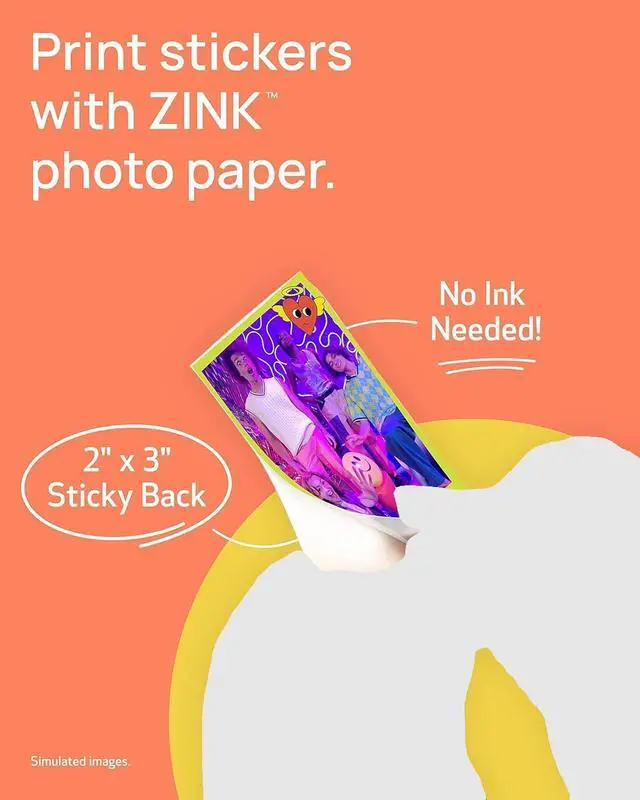 Alt view image 2 of 6 - Ivy 2 Mini Photo Printer (Pure White) - Bluetooth, Print from iOS & Android Devices, Bundle Incl. 110 Zink Sticky-Back Prints, LED Light Bar, Protective Case, and USB Cable