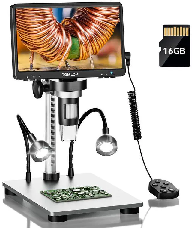 Main image of DM9 7" Digital Microscope: 1080P 1200X Coin Microscope Magnifier, 12MP Ultra-Precise Focusing LCD Soldering Microscopes for Adults, PC View, 16GB