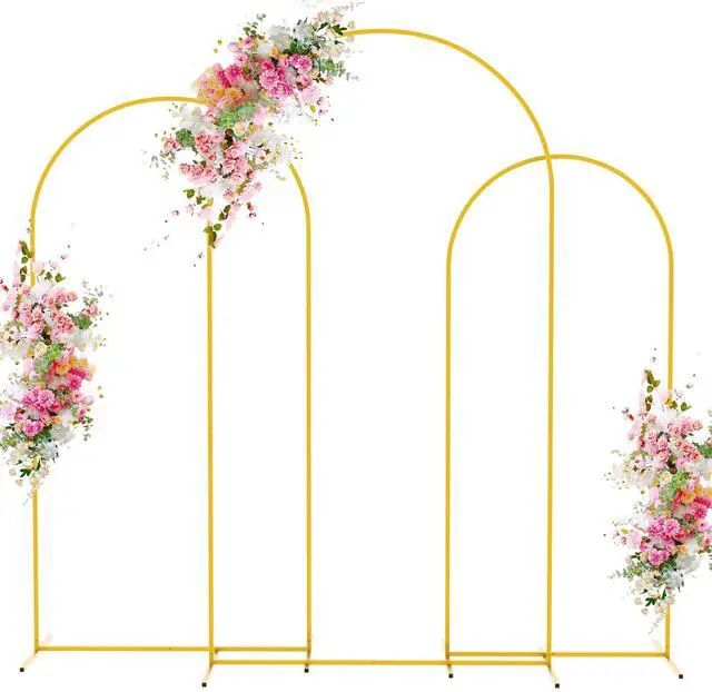 Main image of Wedding Arch Backdrop Stand 7.2FT,6.6FT,6FT Gold Metal Arch Stand | Metal Arch Backdrop Stand Set of 3 Balloon Arch Frame for Wedding Ceremony Birthday Party Bridal Baby Shower Decor
